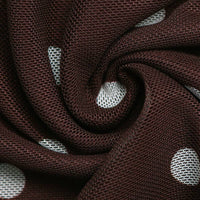 Polka Dot Bodysuit Halter Cowl Neck Slim Fit Top: Coffee Brown / 95% Polyester+5% Elastane / S