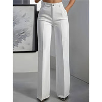 Women's High Waist Straight Leg Trousers: S / DARK GRAY