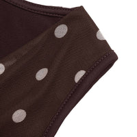 Polka Dot Bodysuit Halter Cowl Neck Slim Fit Top: Coffee Brown / 95% Polyester+5% Elastane / S