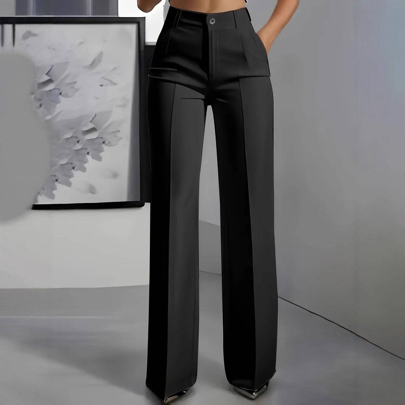 Women's High Waist Straight Leg Trousers: S / DARK GRAY