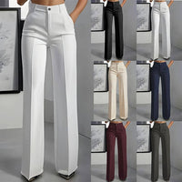 Women's High Waist Straight Leg Trousers: S / DARK GRAY