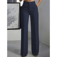 Women's High Waist Straight Leg Trousers: S / WHITE