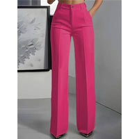 Women's High Waist Straight Leg Trousers: S / WHITE