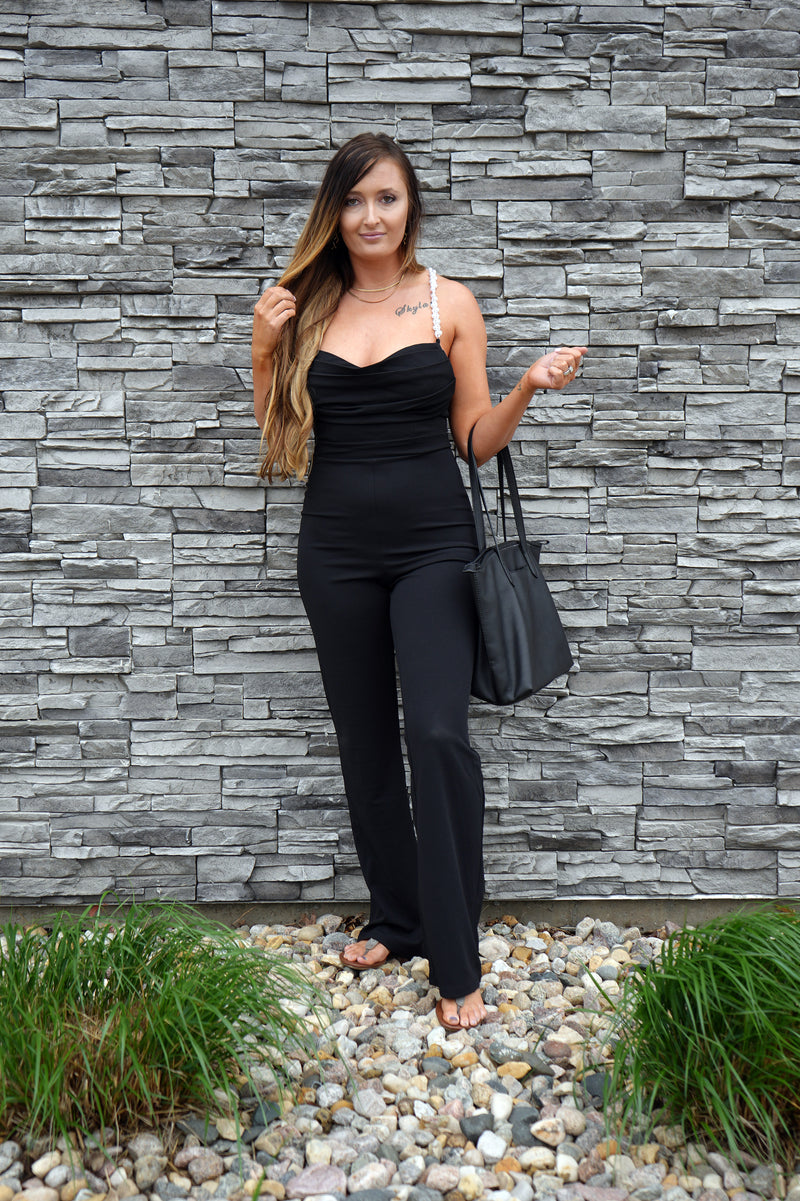 Beaded Shoulder Jumpsuit