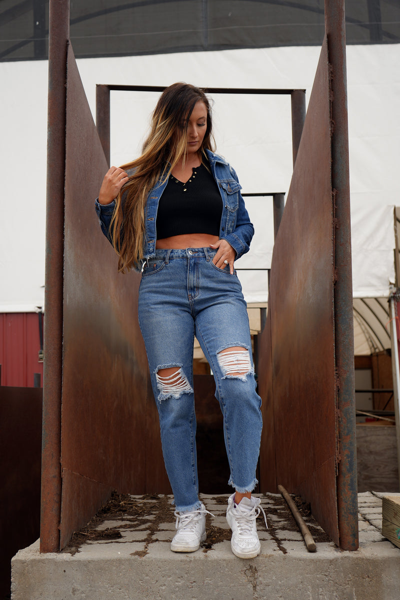 High-Rise Mom Fit Jeans