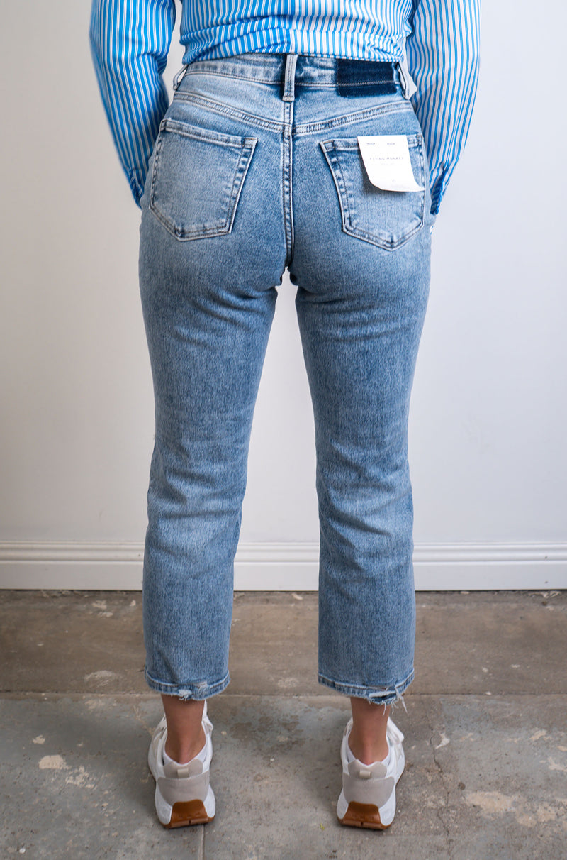 High Rise Distressed Straight Jeans