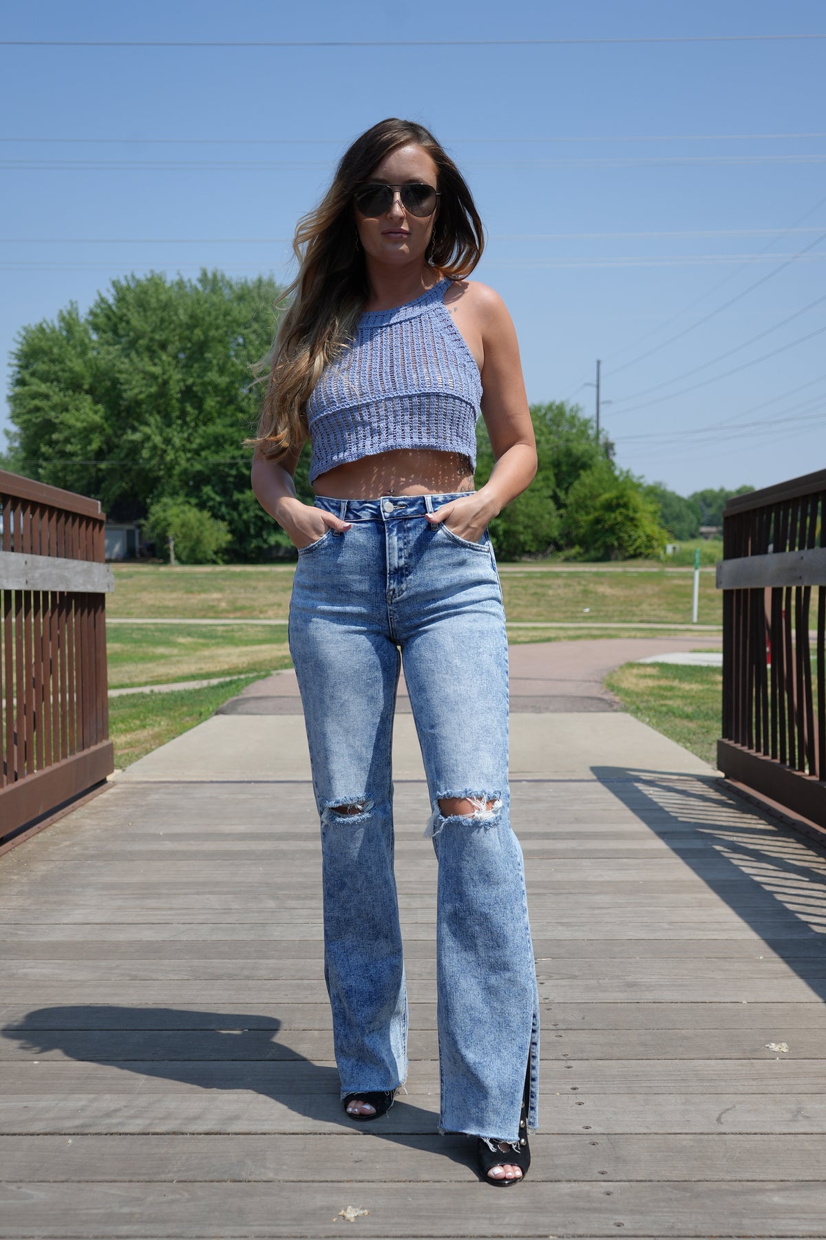 Sleeveless Crochet Round Neck Crop Top