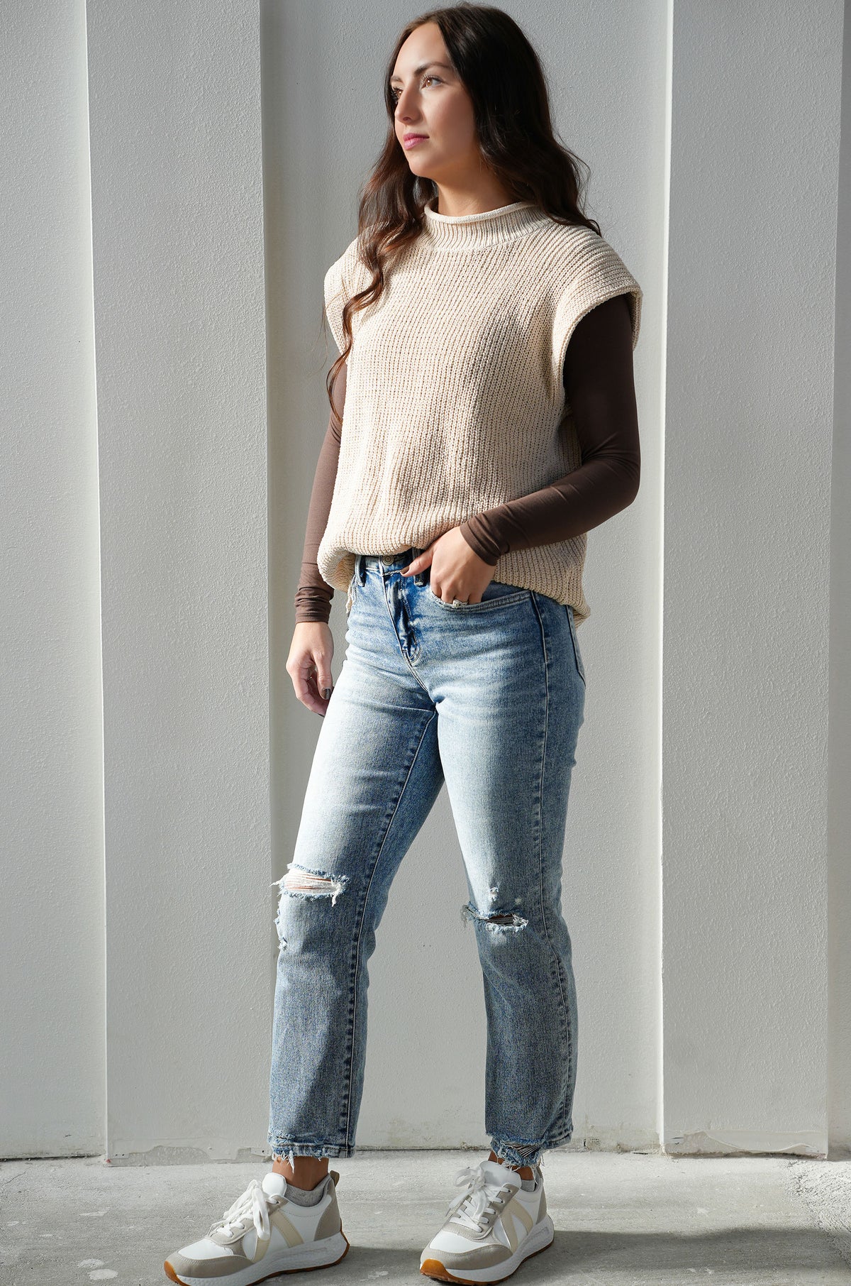 Oversized Soft Knit Sweater Vest Top