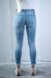 Mid Rise Distressed Super Skinny Kan Can Jeans