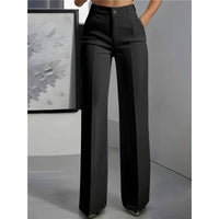 Women's High Waist Straight Leg Trousers: S / DARK GRAY