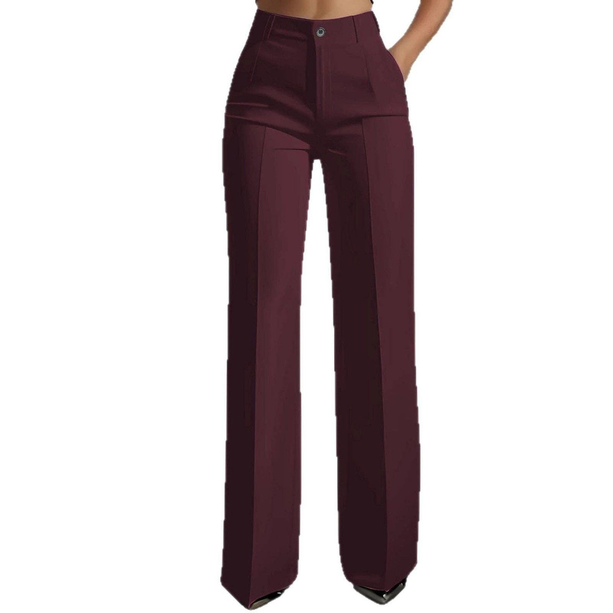 Women's High Waist Straight Leg Trousers: S / DARK GRAY