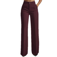 Women's High Waist Straight Leg Trousers: S / DARK GRAY