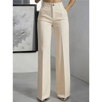 Women's High Waist Straight Leg Trousers: S / DARK GRAY