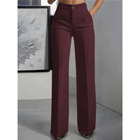 Women's High Waist Straight Leg Trousers: S / WHITE