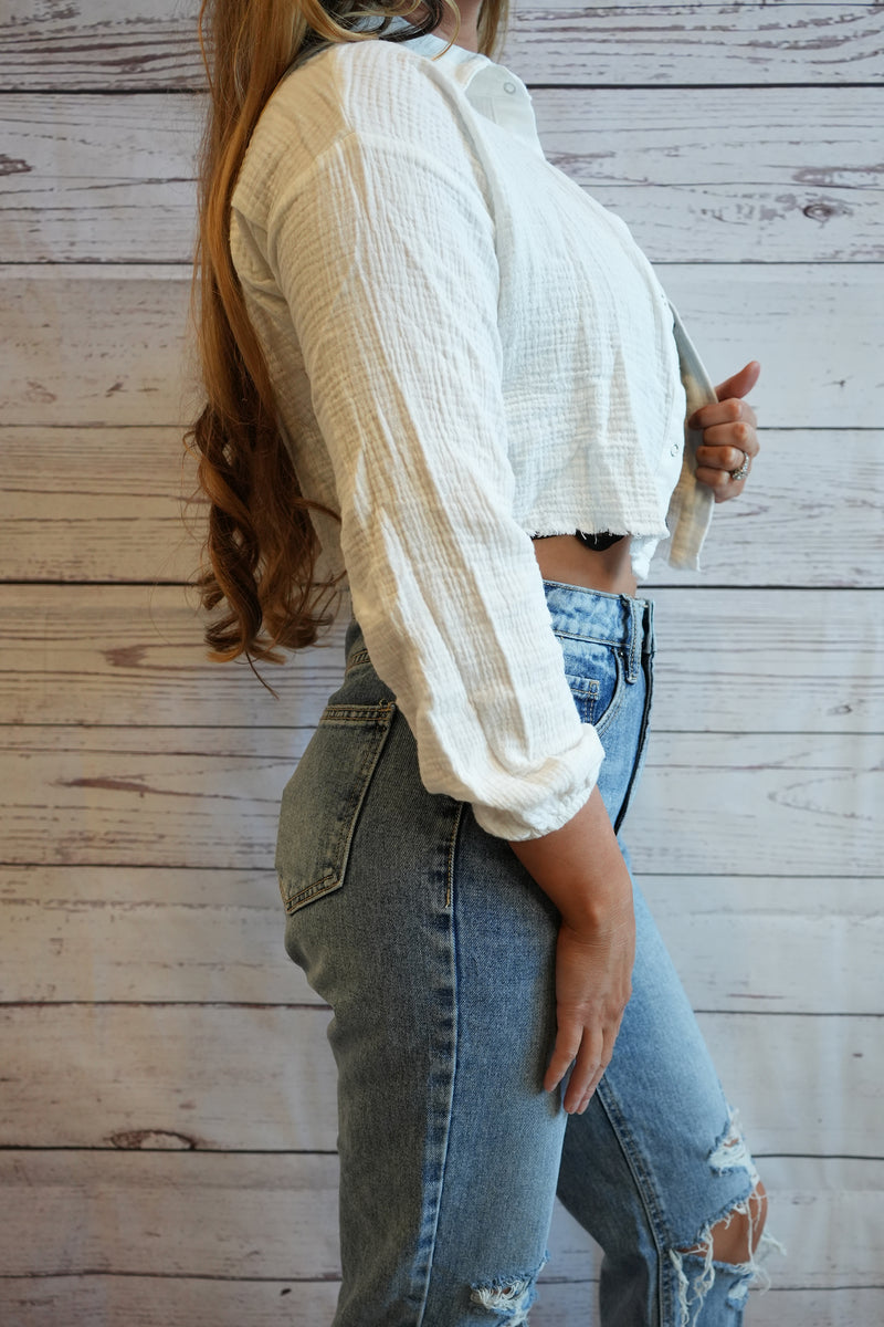 Breezy Cropped Button Down