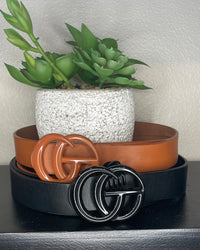 Metal Color Coated Faux Leather Belt Set